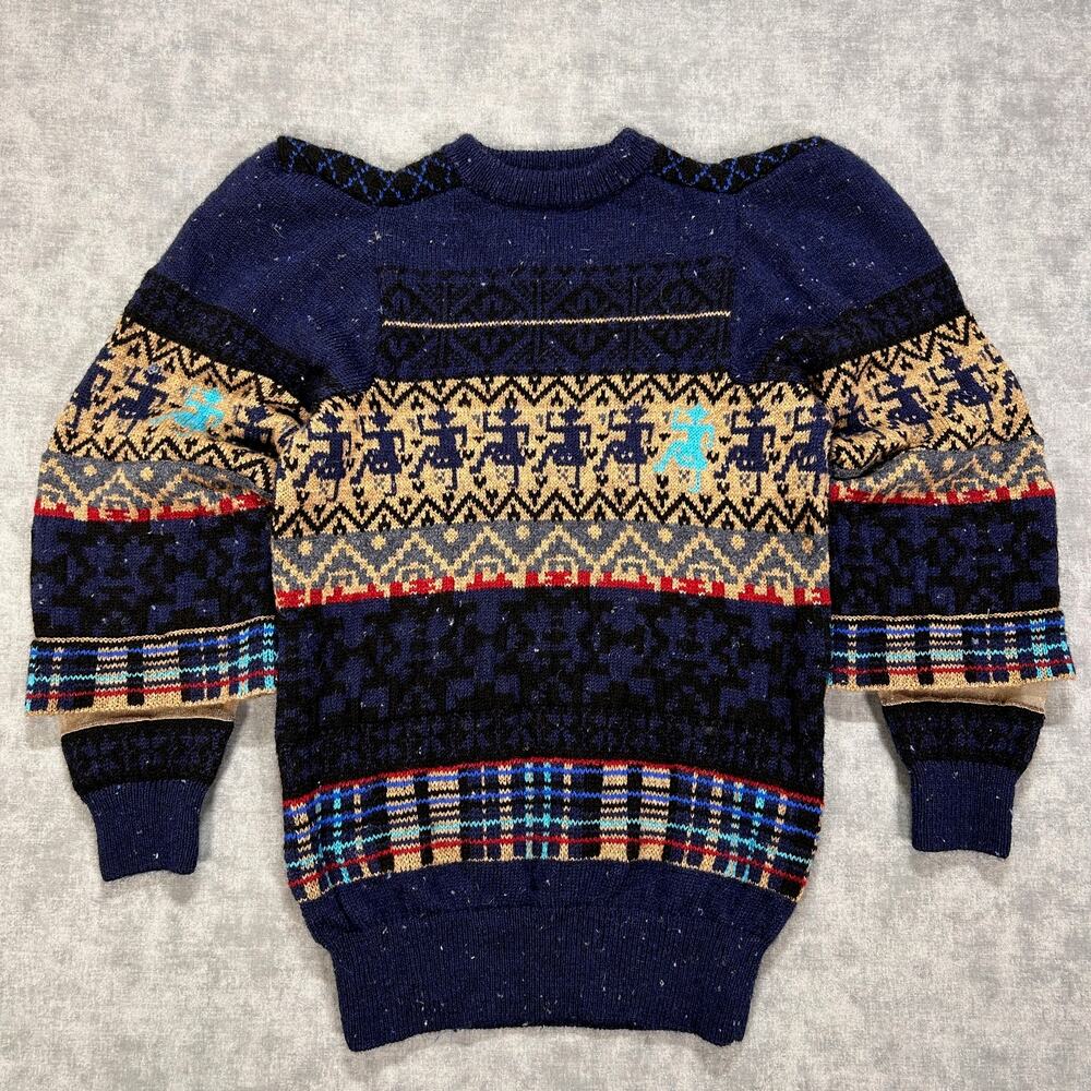 TOGA PULLA Jacquard Knit Pullover TP02-XN207 Wool Navy Multicolor Womens 36